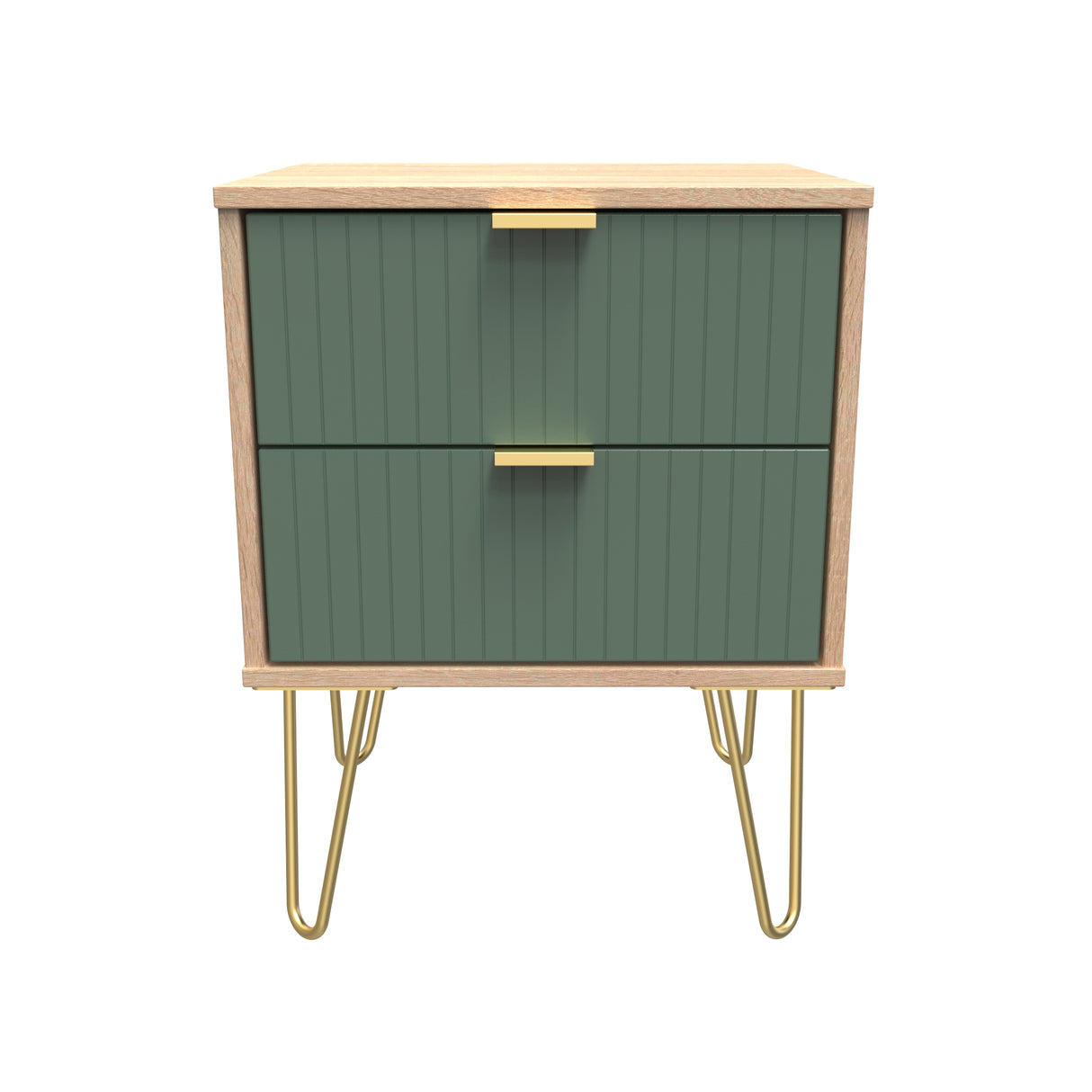 Linear 2 Drawer Bedside Cabinet with Hairpin Legs