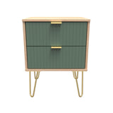 Linear 2 Drawer Bedside Cabinet with Hairpin Legs