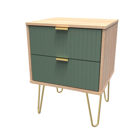 Linear 2 Drawer Bedside Cabinet with Hairpin Legs