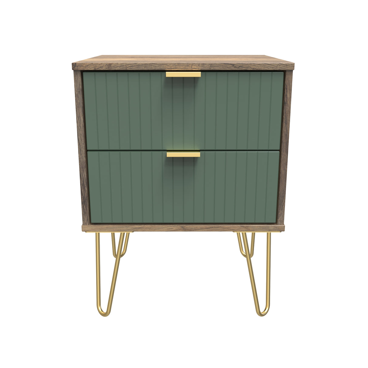 Linear 2 Drawer Bedside Cabinet with Hairpin Legs