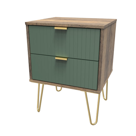 Linear 2 Drawer Bedside Cabinet with Hairpin Legs