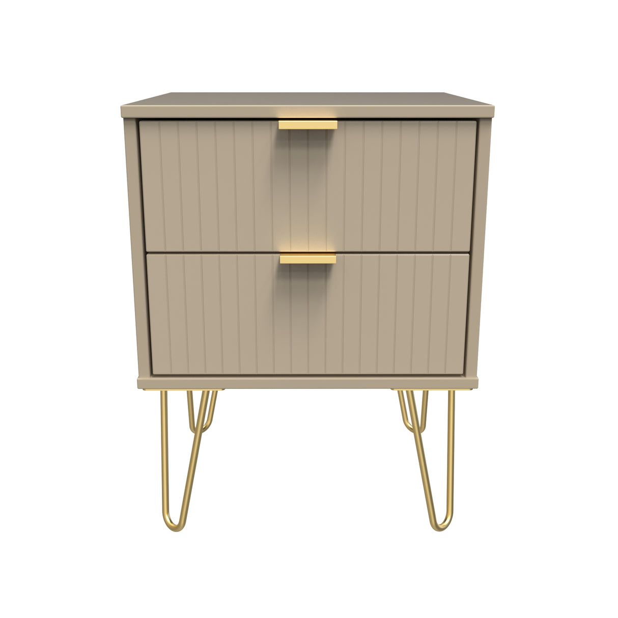 Linear 2 Drawer Bedside Cabinet with Hairpin Legs