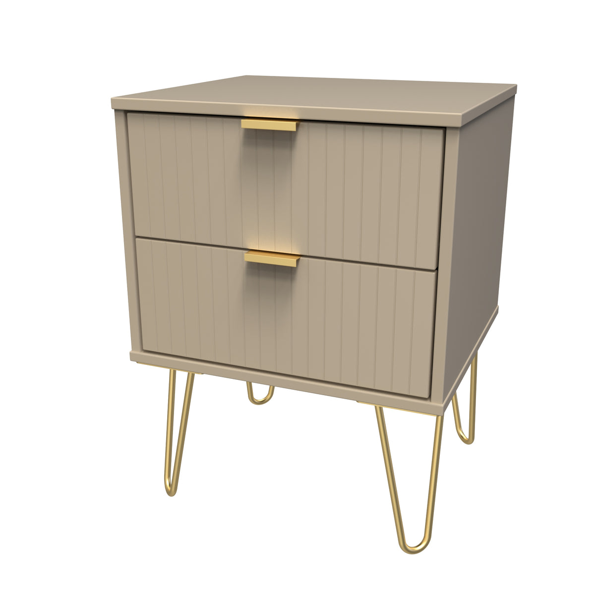 Linear 2 Drawer Bedside Cabinet with Hairpin Legs