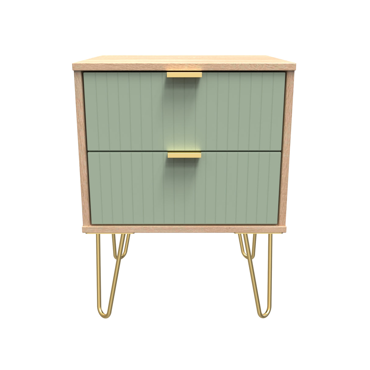 Linear 2 Drawer Bedside Cabinet with Hairpin Legs