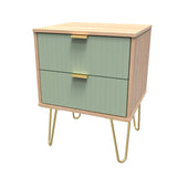 Linear 2 Drawer Bedside Cabinet with Hairpin Legs