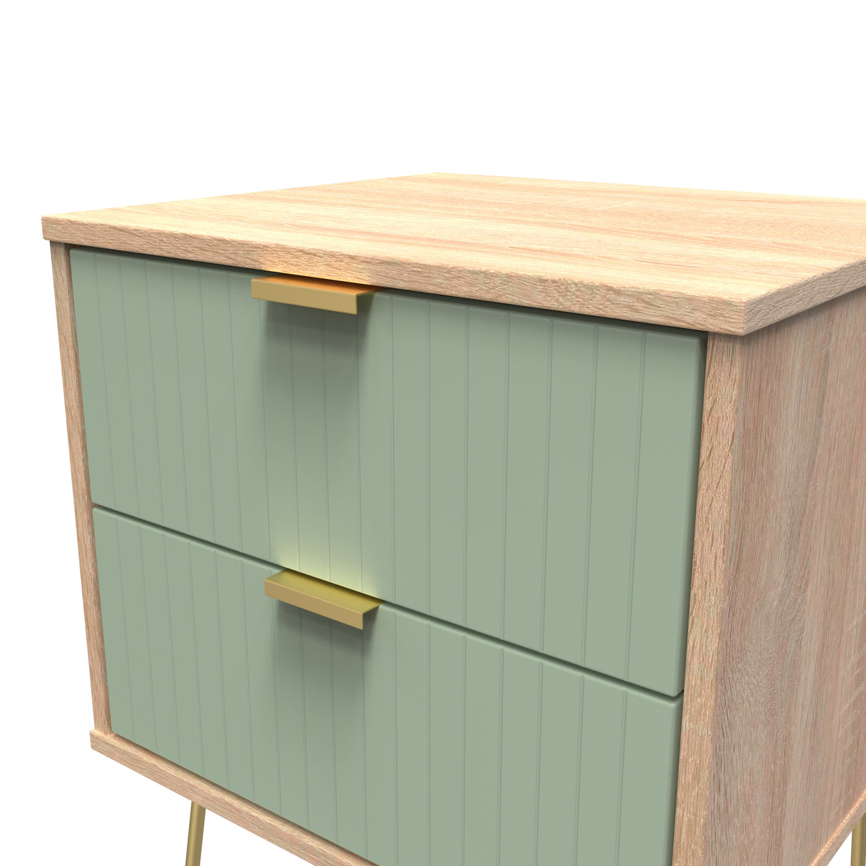 Linear 2 Drawer Bedside Cabinet with Hairpin Legs