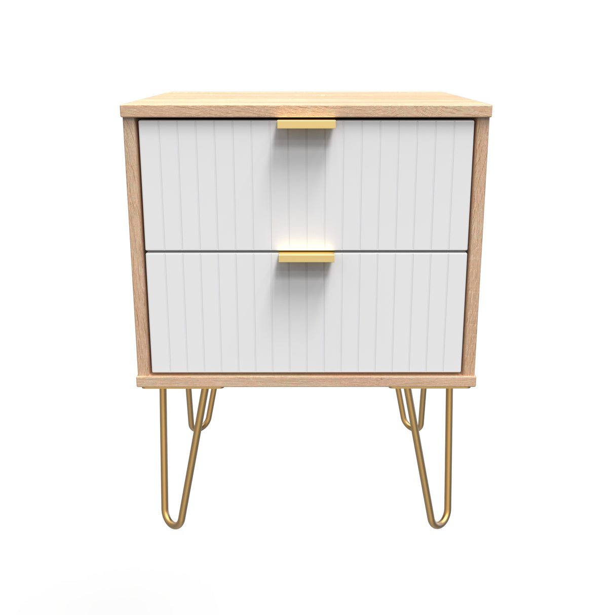 Linear 2 Drawer Bedside Cabinet with Hairpin Legs