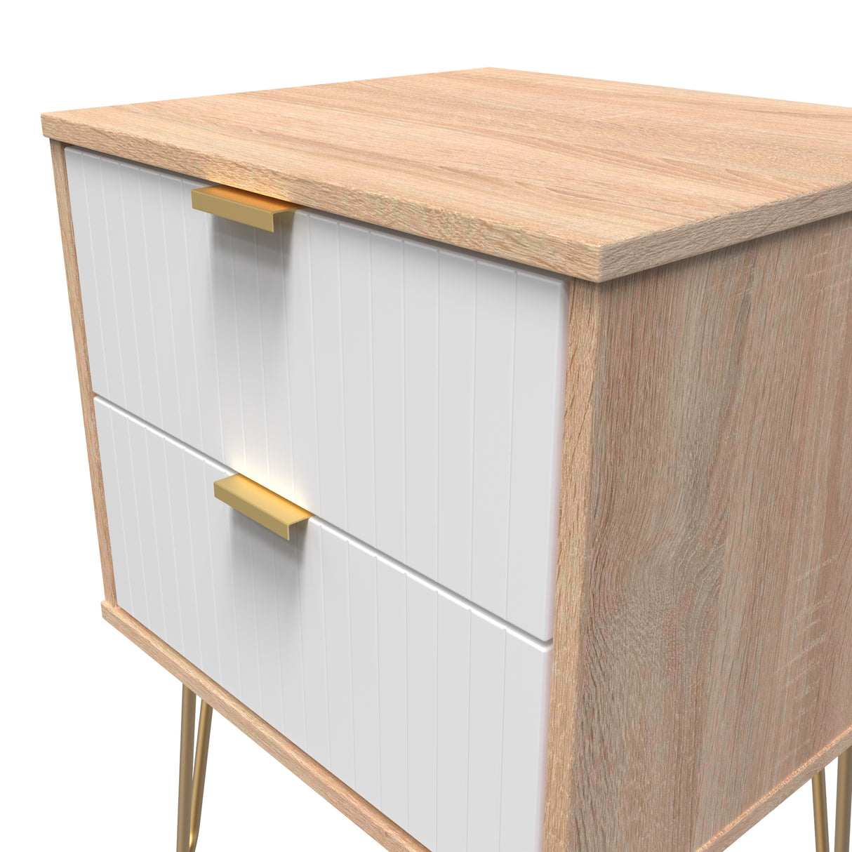 Linear 2 Drawer Bedside Cabinet with Hairpin Legs