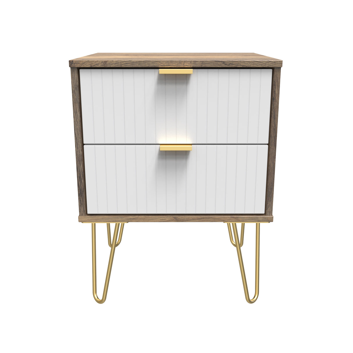 Linear 2 Drawer Bedside Cabinet with Hairpin Legs