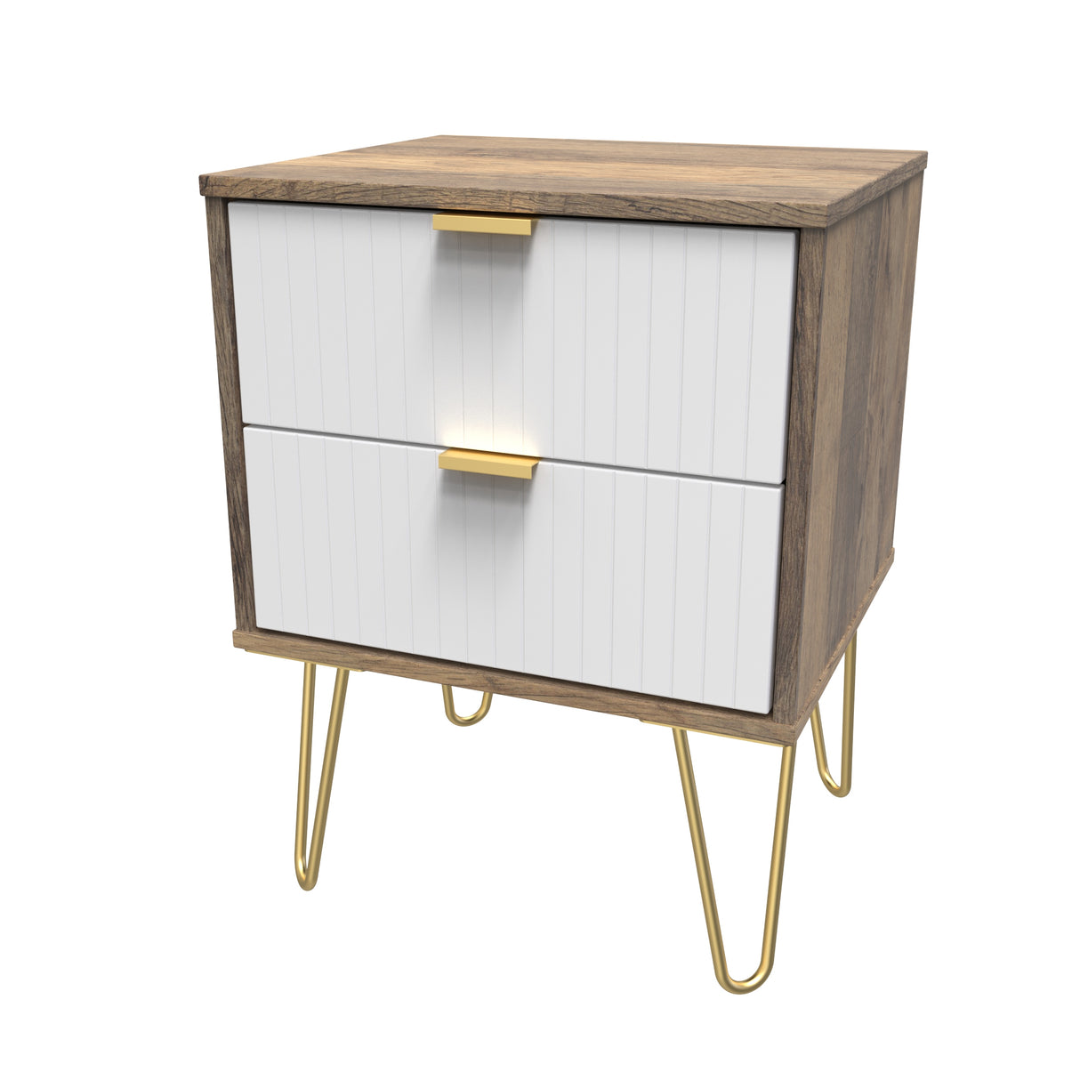 Linear 2 Drawer Bedside Cabinet with Hairpin Legs