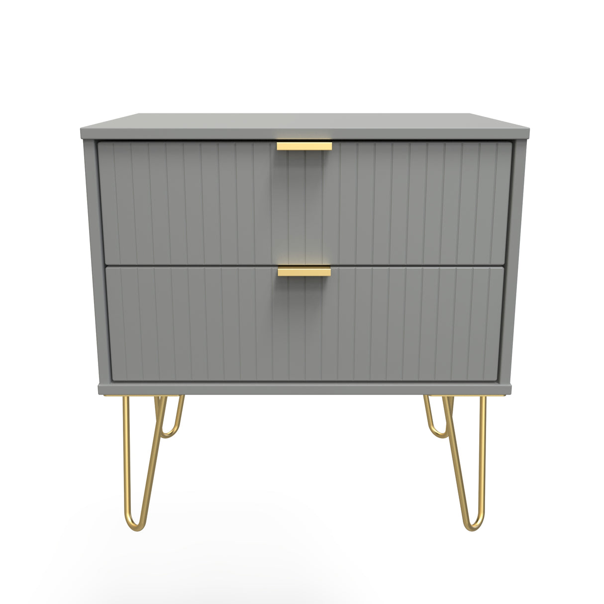 Linear 2 Drawer Midi Chest with Gold Hairpin Legs