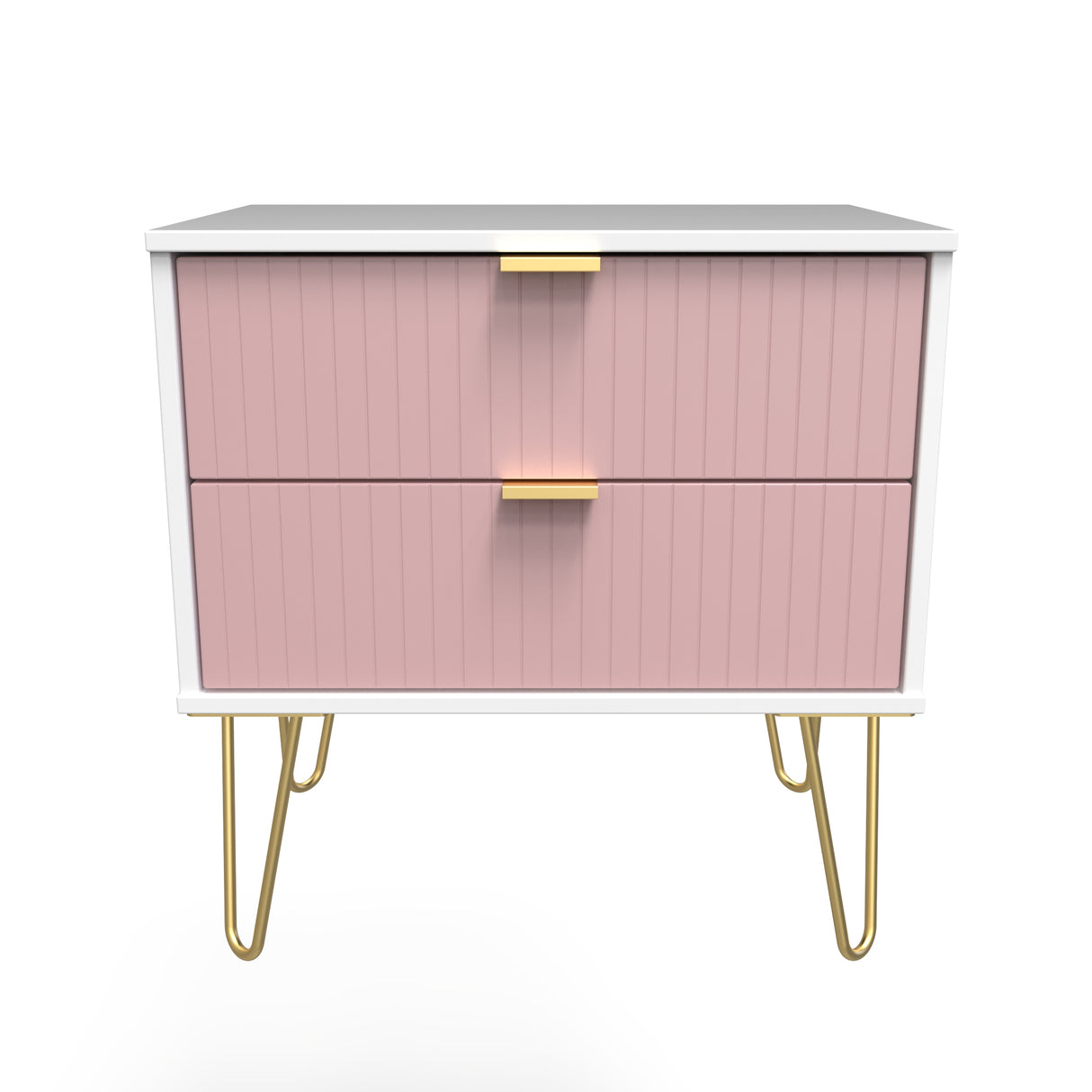 Linear 2 Drawer Midi Chest with Gold Hairpin Legs