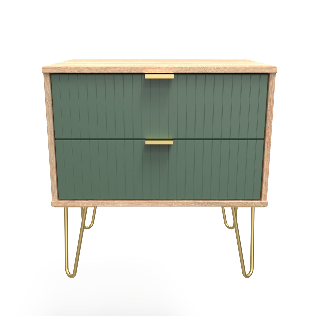 Linear 2 Drawer Midi Chest with Gold Hairpin Legs