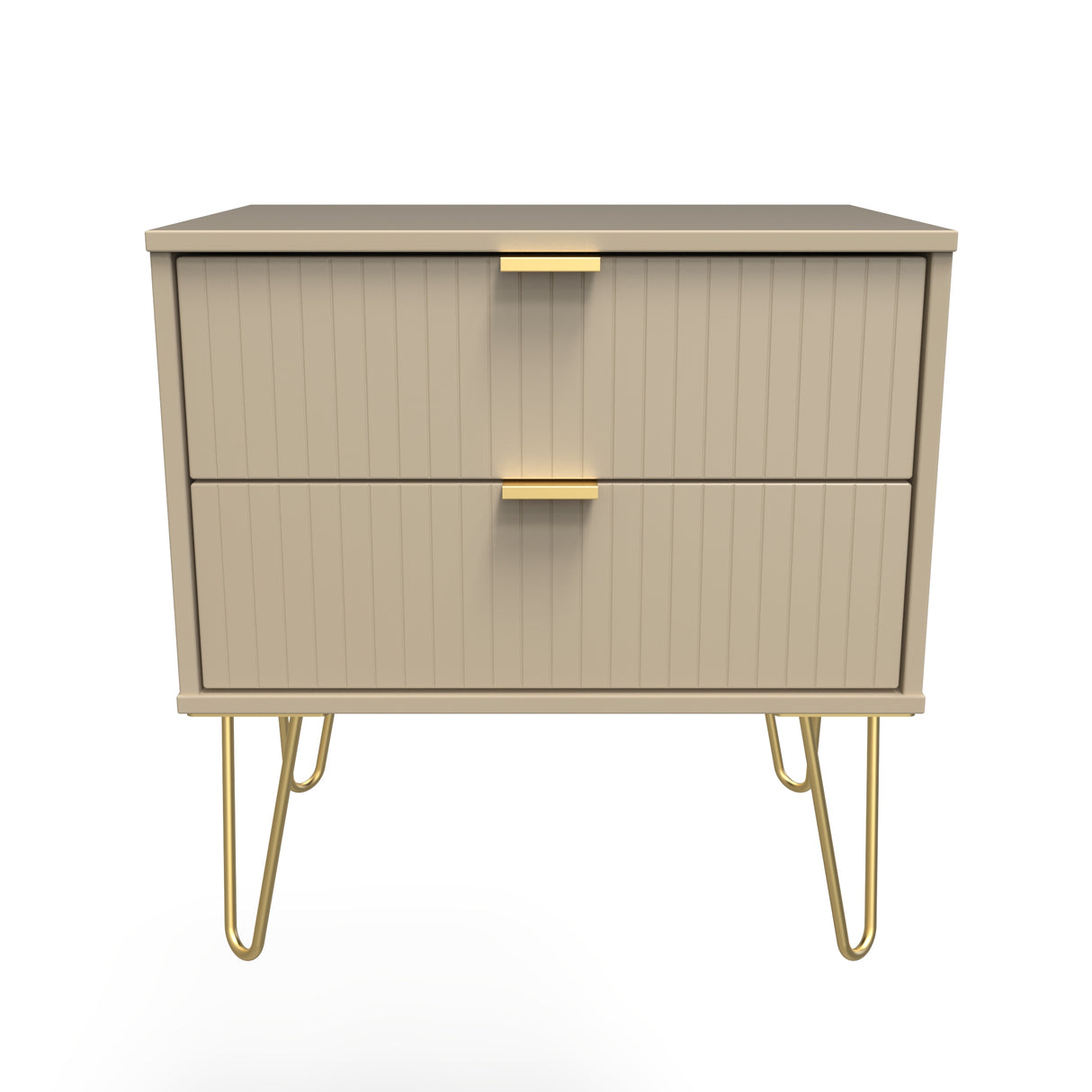 Linear 2 Drawer Midi Chest with Gold Hairpin Legs