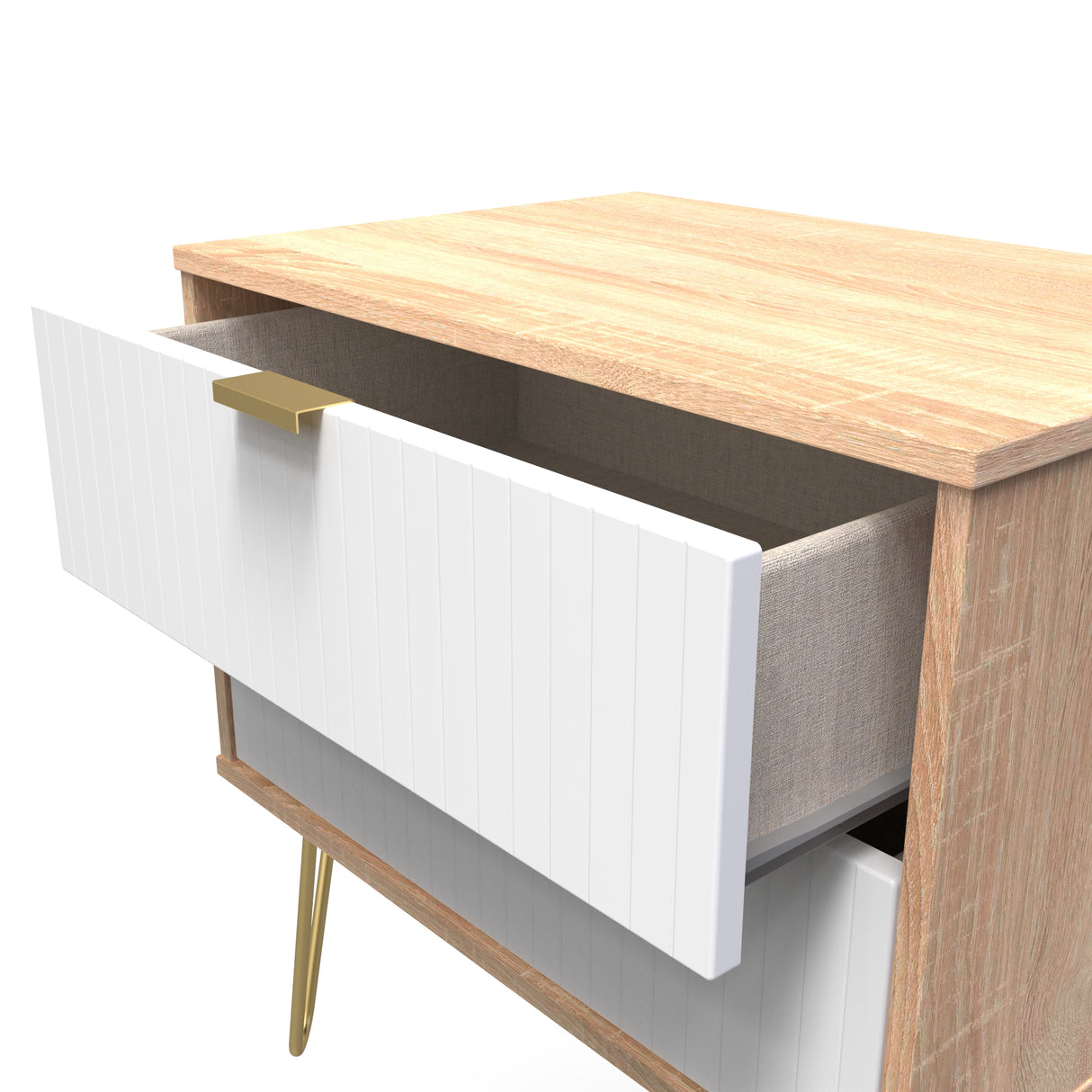 Linear 2 Drawer Midi Chest with Gold Hairpin Legs