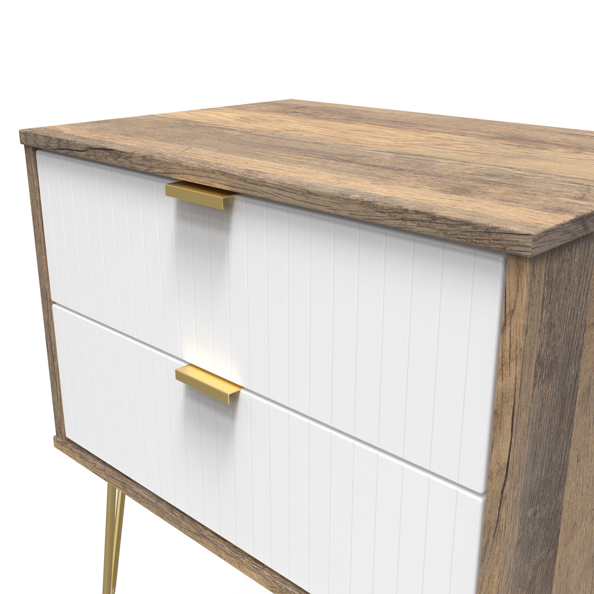 Linear 2 Drawer Midi Chest with Gold Hairpin Legs