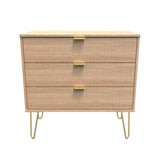 Linear 3 Drawer Chest with Gold Hairpin Legs