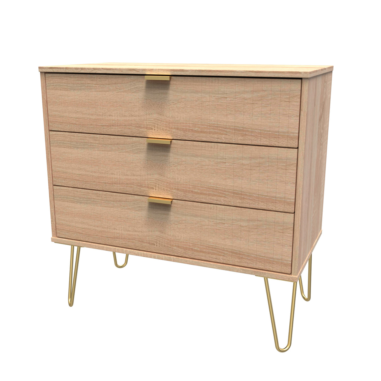 Linear 3 Drawer Chest with Gold Hairpin Legs