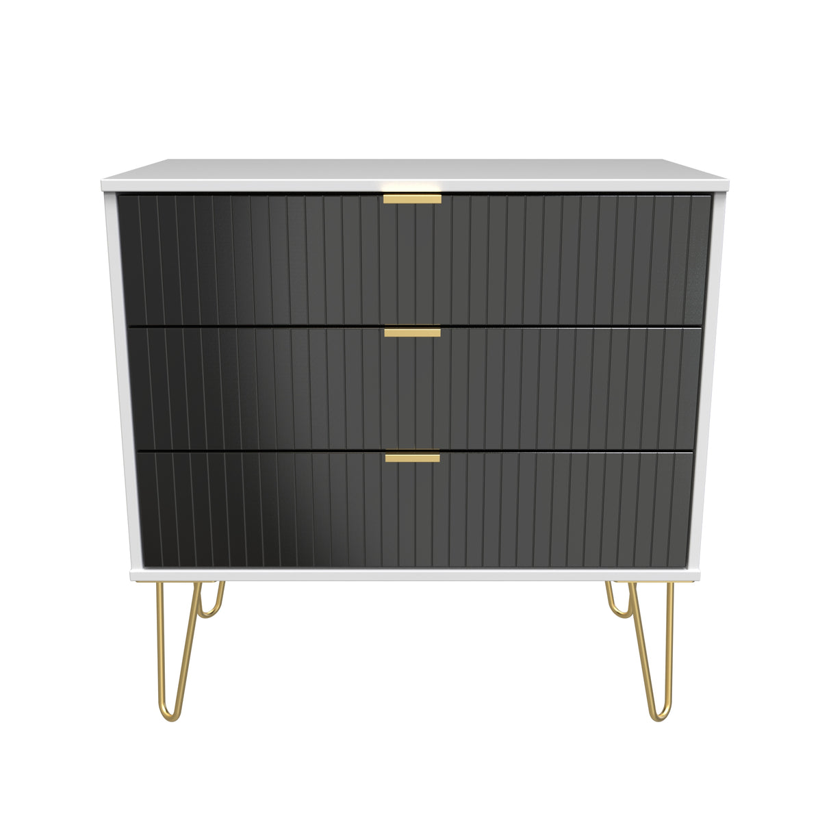 Linear 3 Drawer Chest with Gold Hairpin Legs