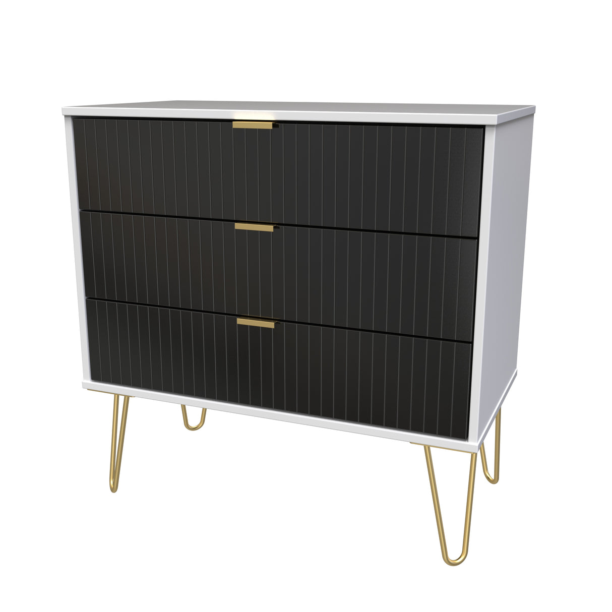 Linear 3 Drawer Chest with Gold Hairpin Legs