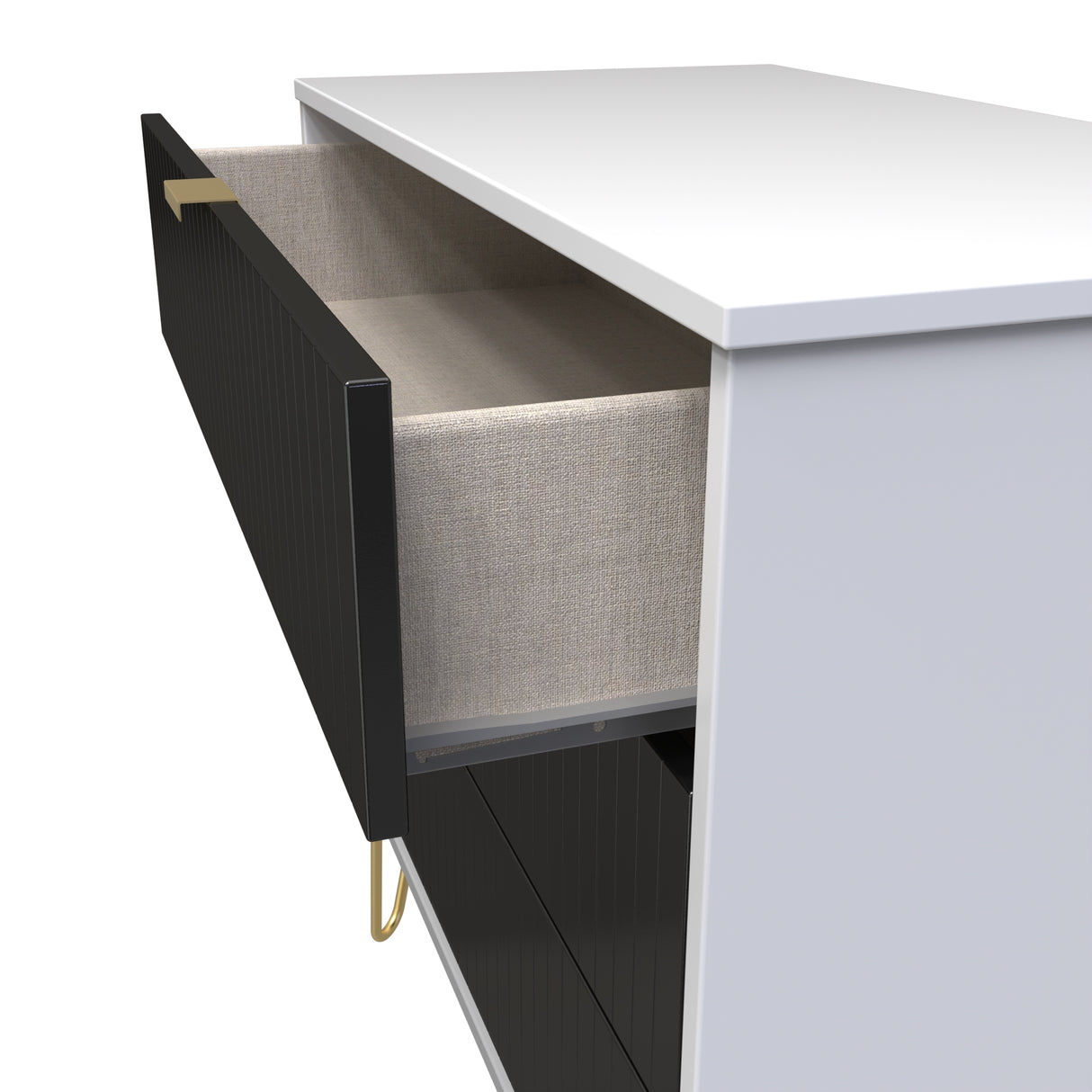 Linear 3 Drawer Chest with Gold Hairpin Legs