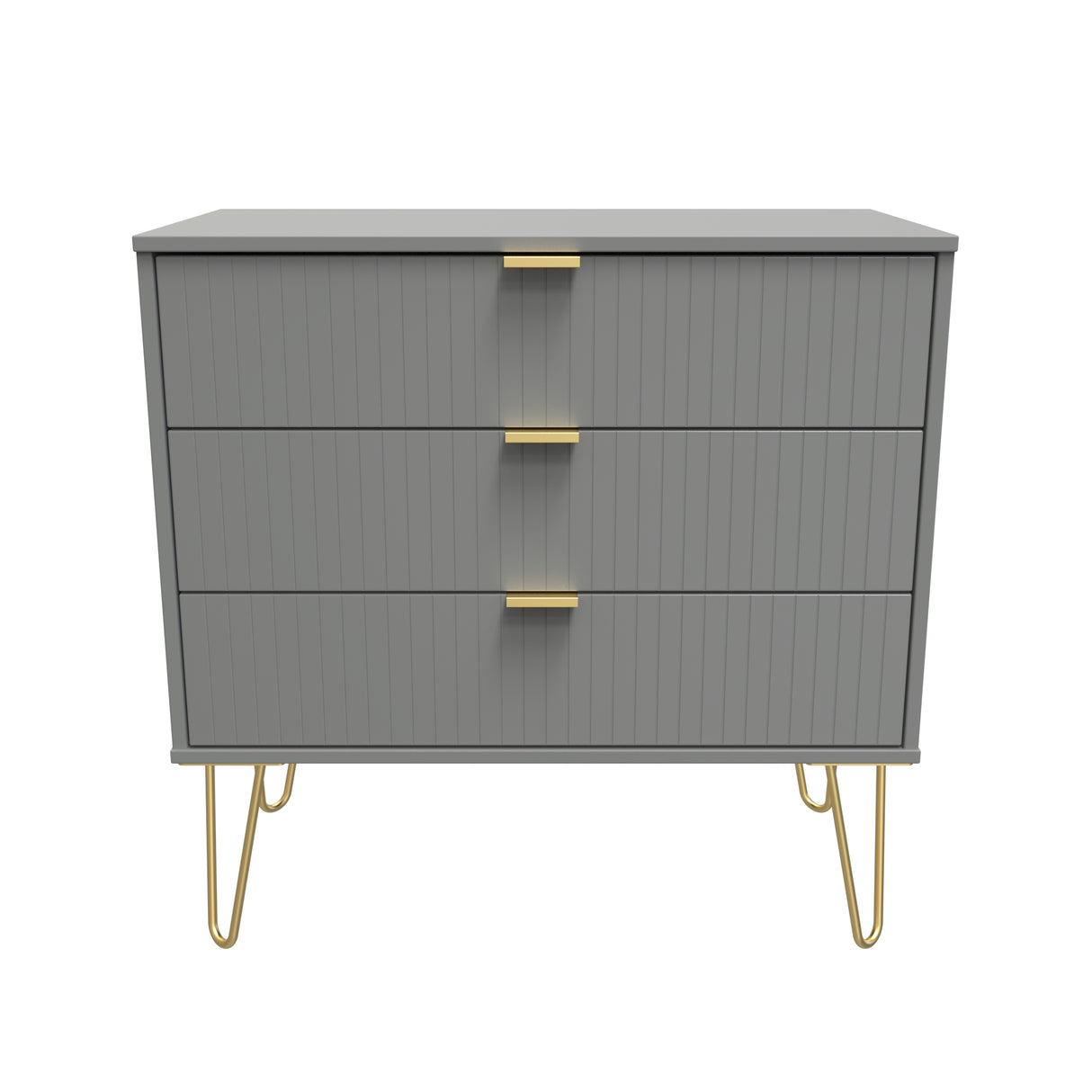 Linear 3 Drawer Chest with Gold Hairpin Legs