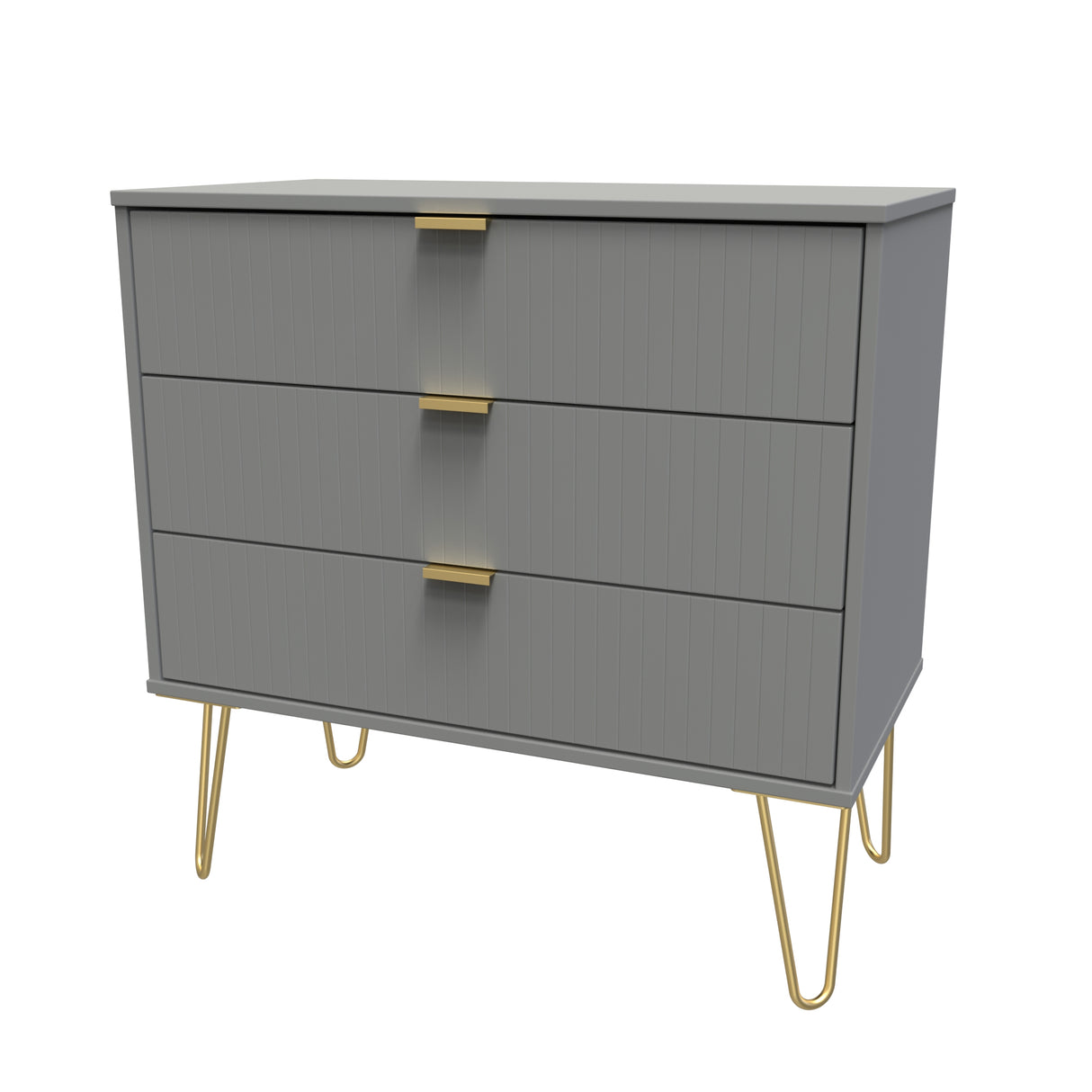 Linear 3 Drawer Chest with Gold Hairpin Legs