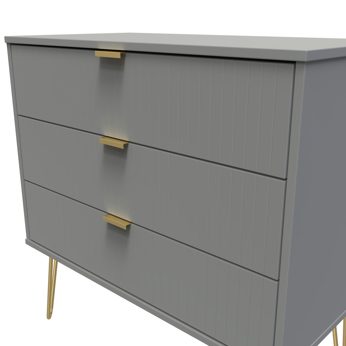 Linear 3 Drawer Chest with Gold Hairpin Legs