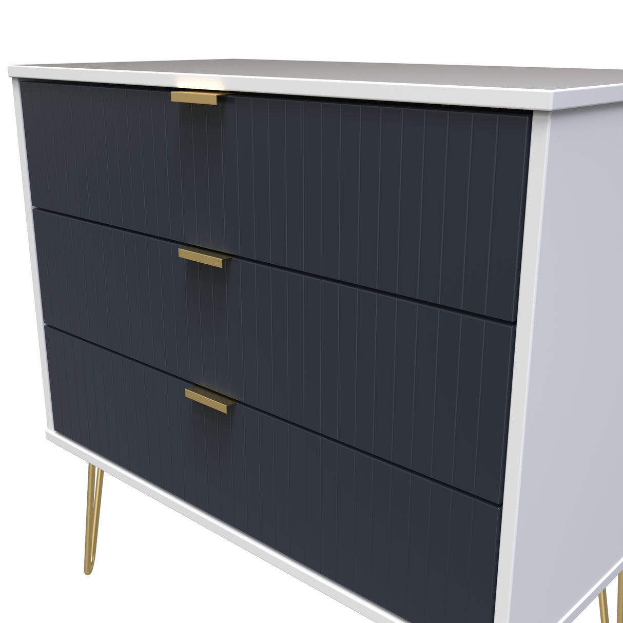 Linear 3 Drawer Chest with Gold Hairpin Legs