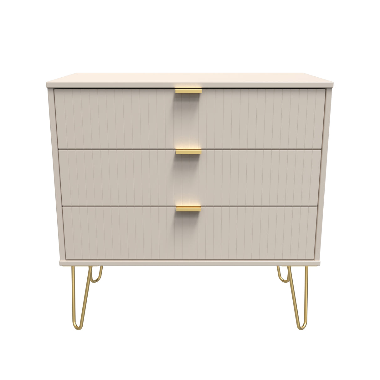 Linear 3 Drawer Chest with Gold Hairpin Legs