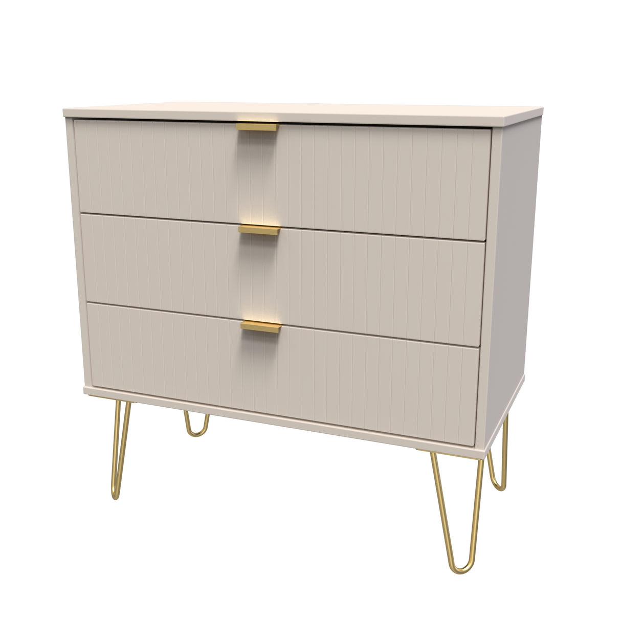 Linear 3 Drawer Chest with Gold Hairpin Legs