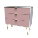 Linear 3 Drawer Chest with Gold Hairpin Legs