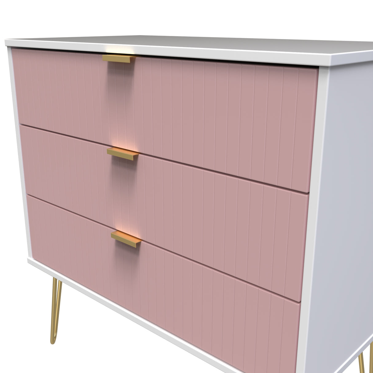 Linear 3 Drawer Chest with Gold Hairpin Legs