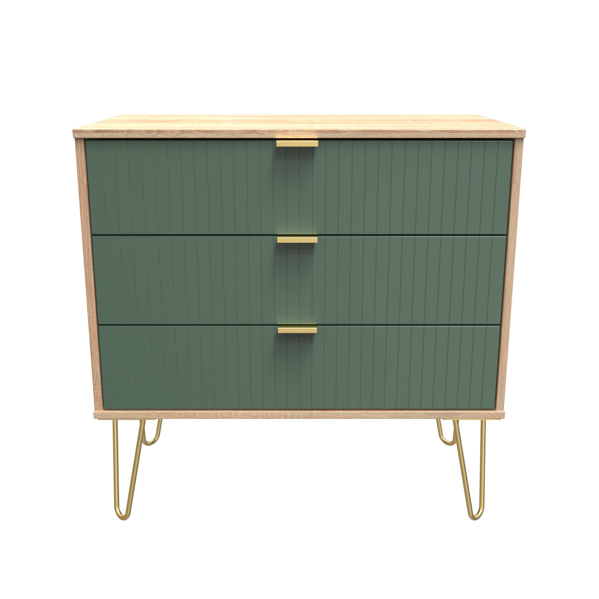 Linear 3 Drawer Chest with Gold Hairpin Legs