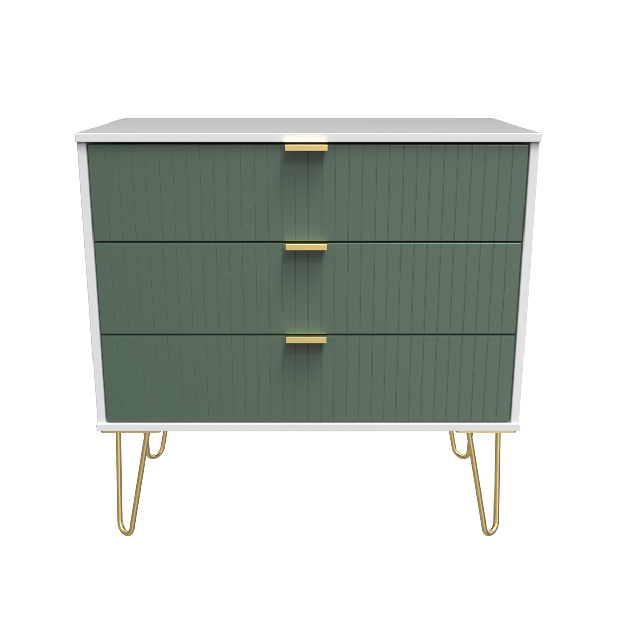 Linear 3 Drawer Chest with Gold Hairpin Legs