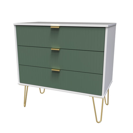 Linear 3 Drawer Chest with Gold Hairpin Legs