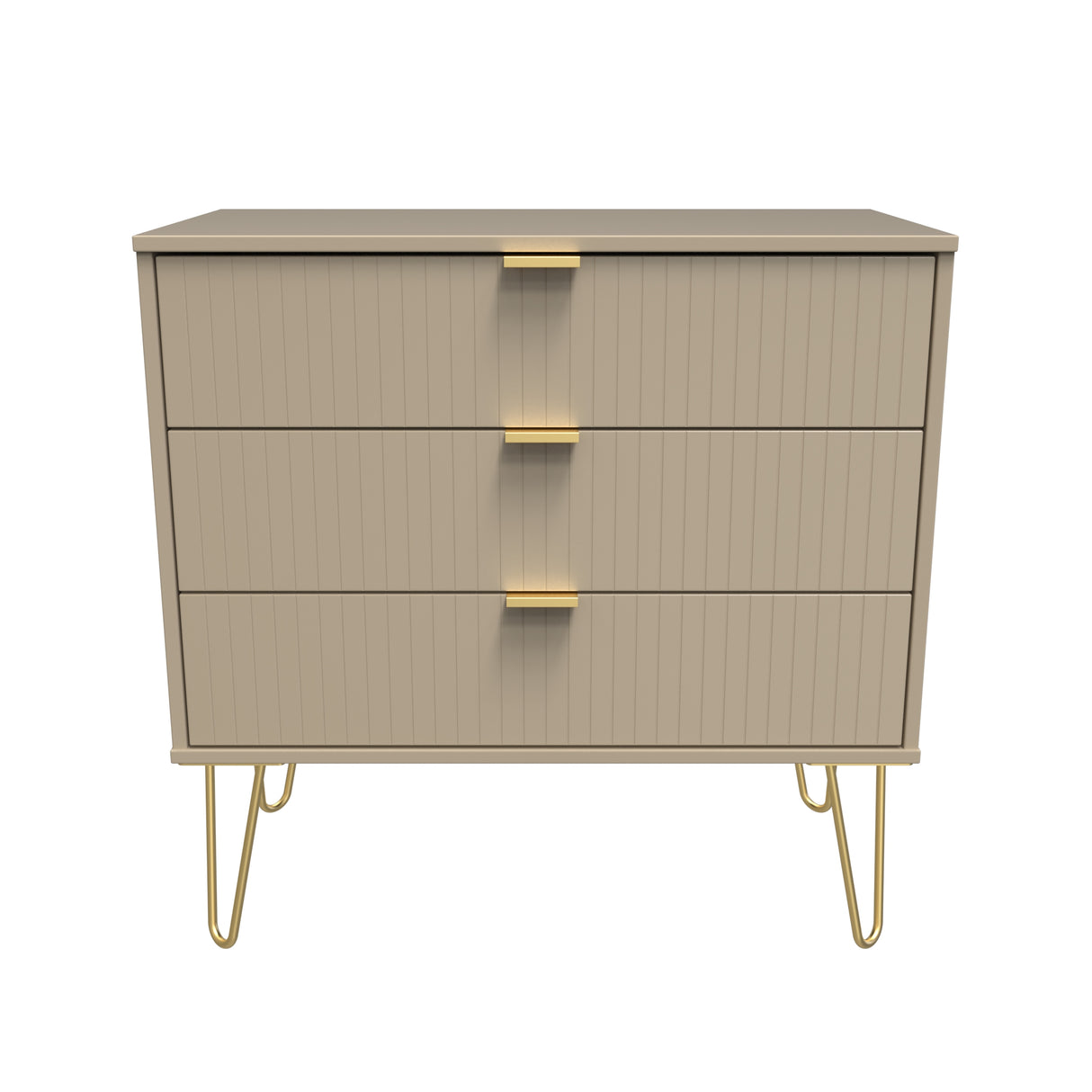 Linear 3 Drawer Chest with Gold Hairpin Legs