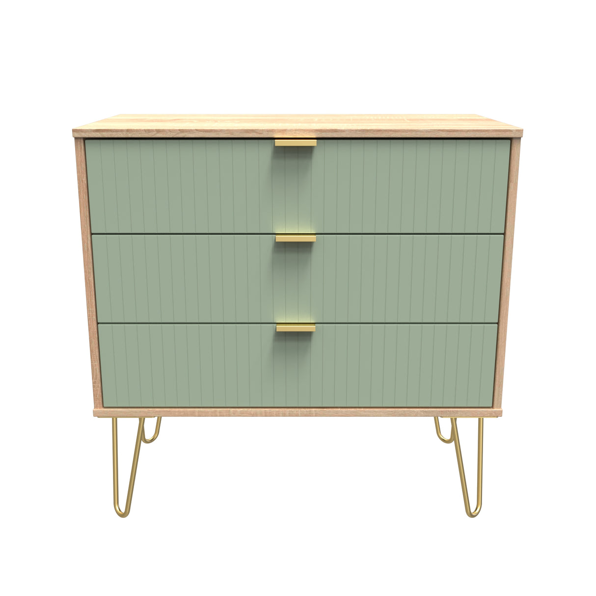 Linear 3 Drawer Chest with Gold Hairpin Legs