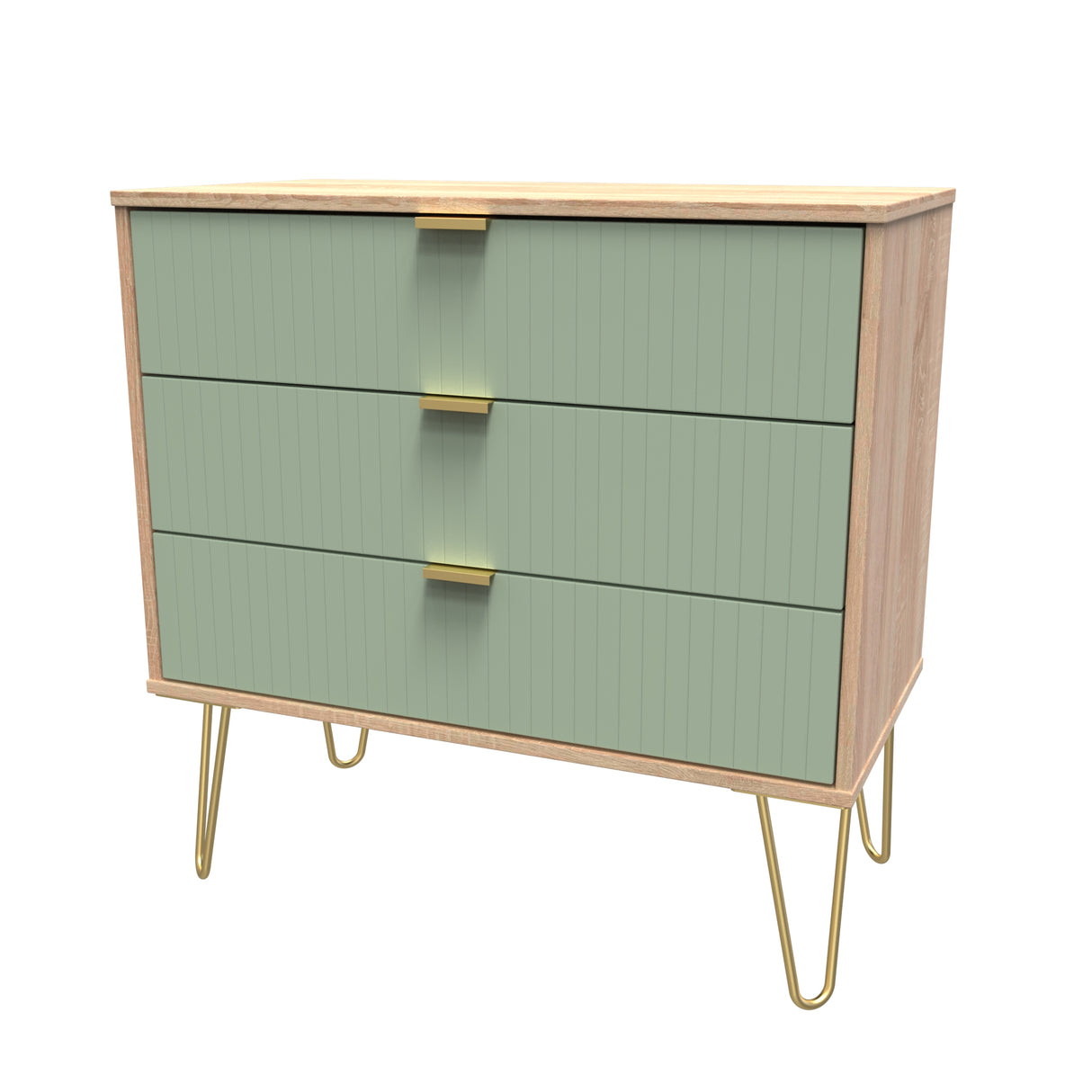 Linear 3 Drawer Chest with Gold Hairpin Legs