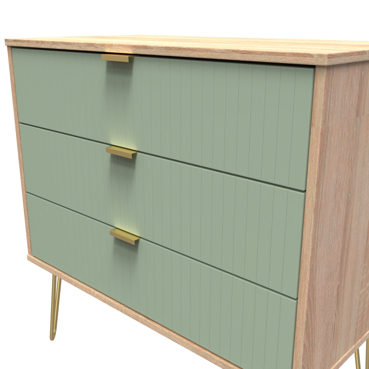 Linear 3 Drawer Chest with Gold Hairpin Legs