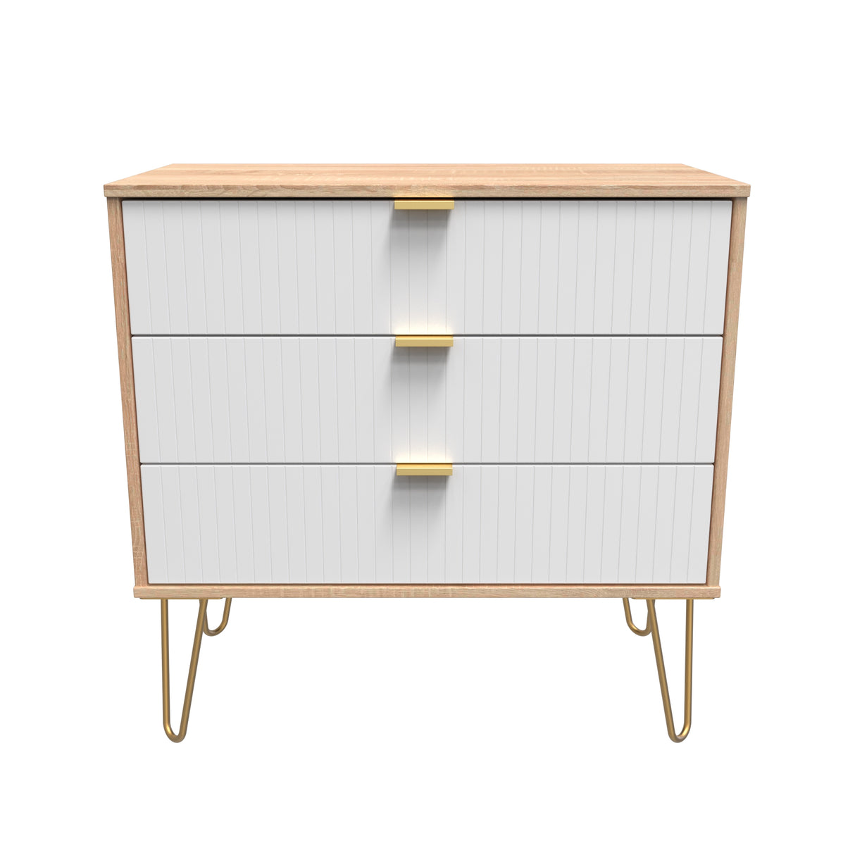 Linear 3 Drawer Chest with Gold Hairpin Legs