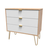 Linear 3 Drawer Chest with Gold Hairpin Legs