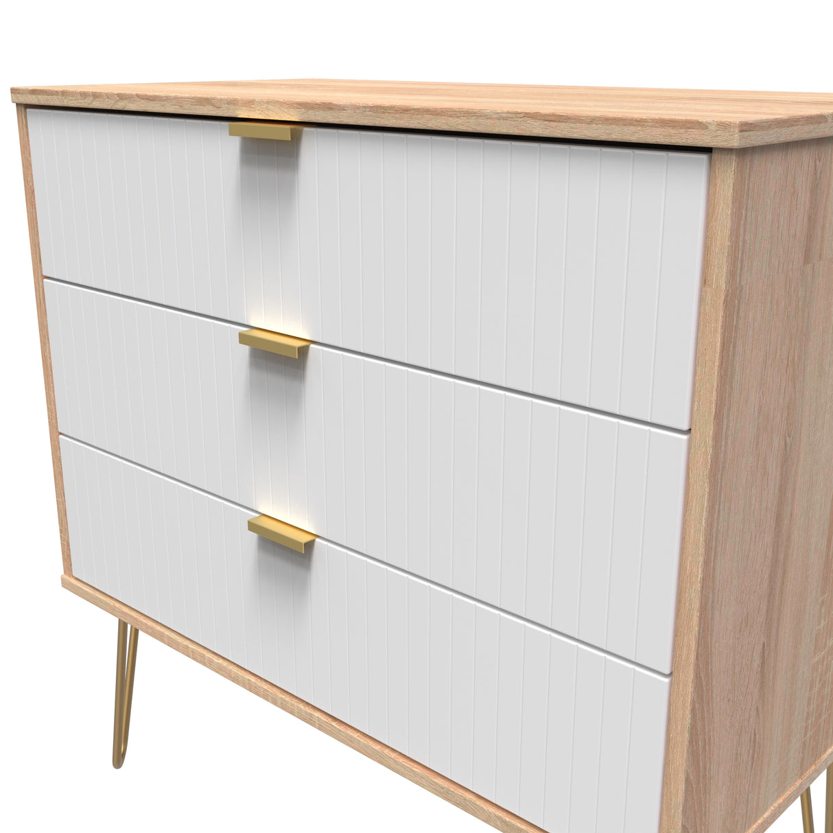 Linear 3 Drawer Chest with Gold Hairpin Legs