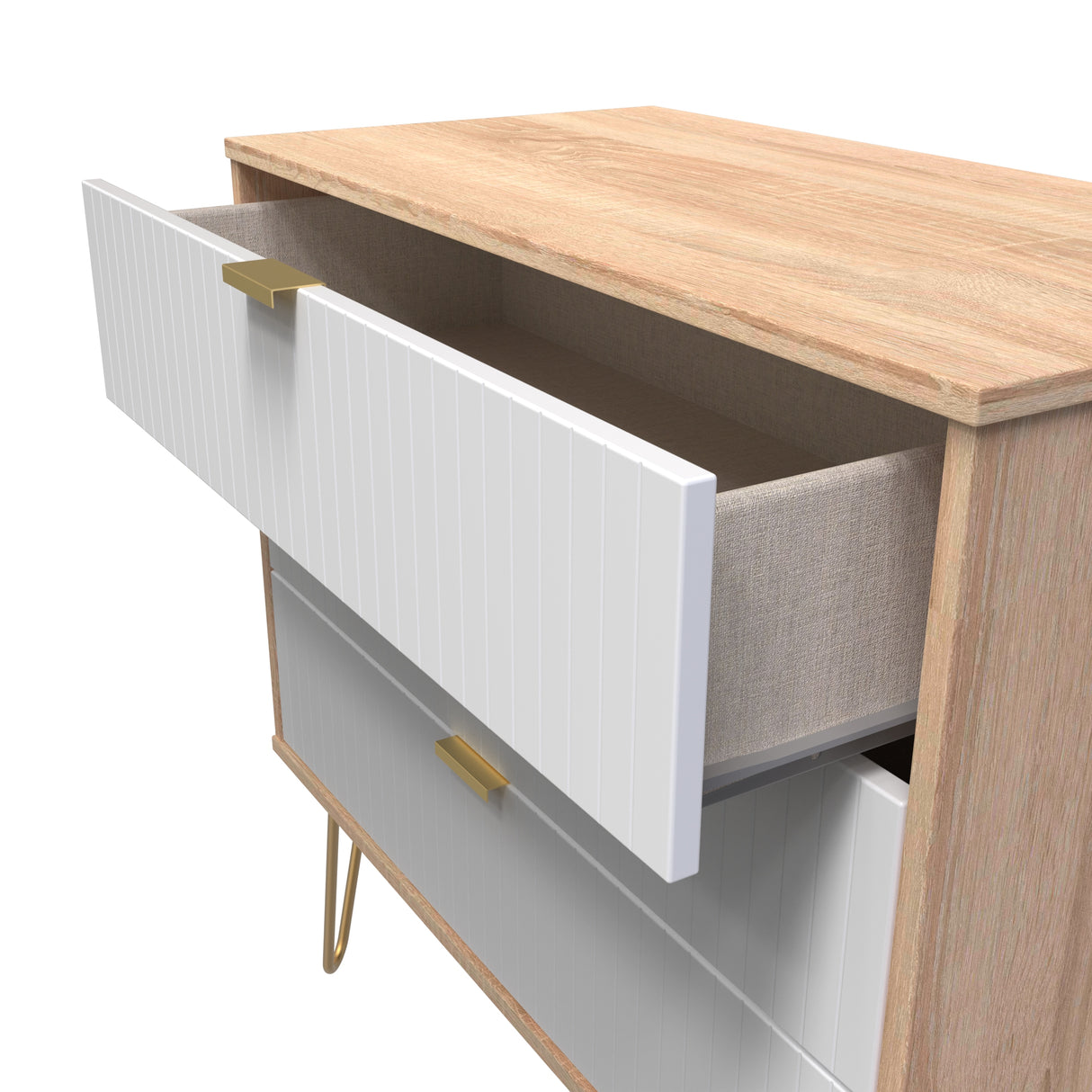 Linear 3 Drawer Chest with Gold Hairpin Legs