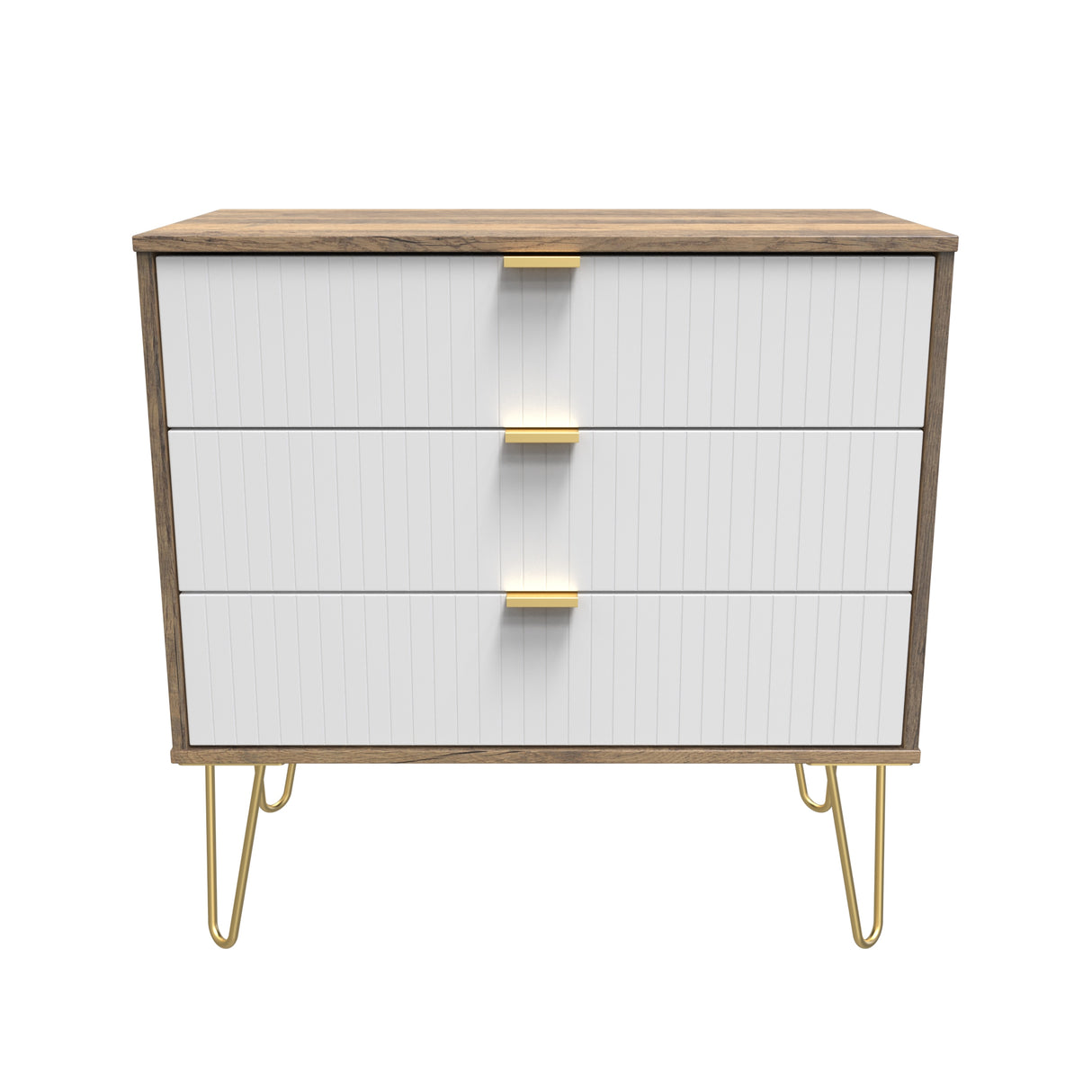 Linear 3 Drawer Chest with Gold Hairpin Legs