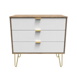 Linear 3 Drawer Chest with Gold Hairpin Legs