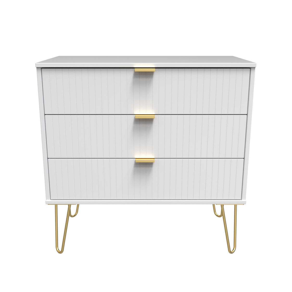 Linear 3 Drawer Chest with Gold Hairpin Legs