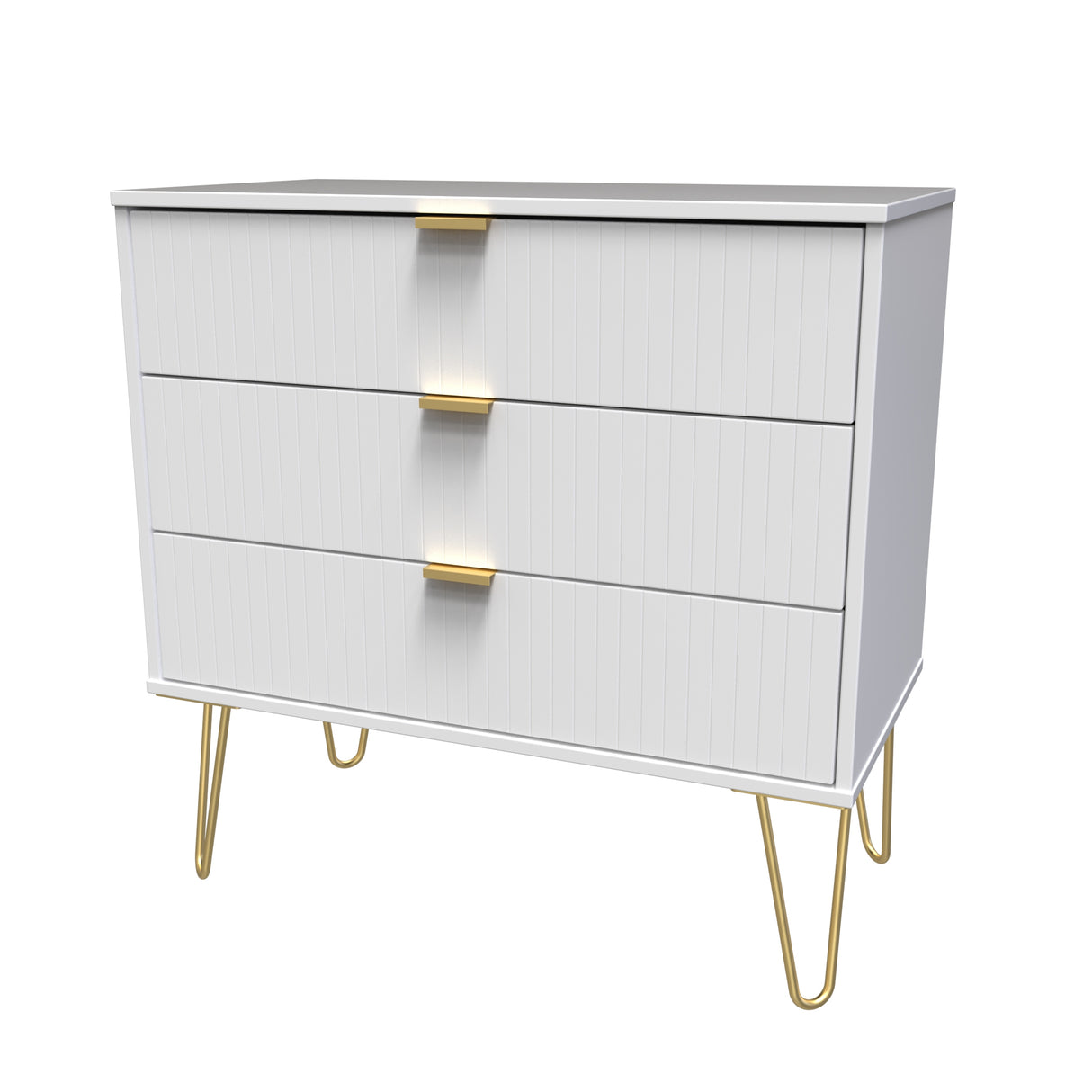 Linear 3 Drawer Chest with Gold Hairpin Legs