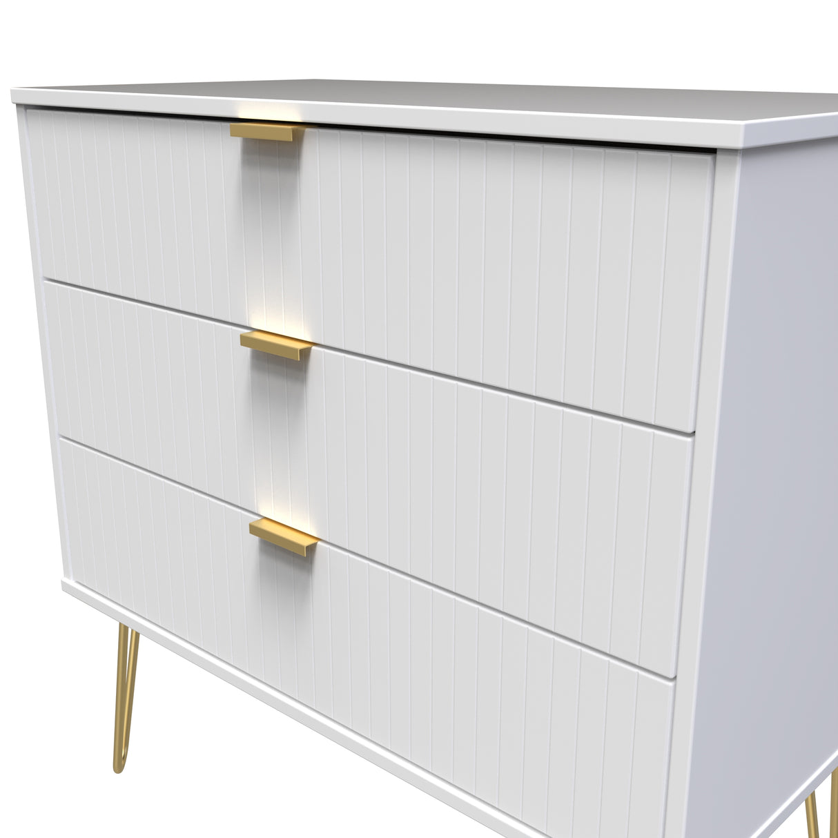 Linear 3 Drawer Chest with Gold Hairpin Legs