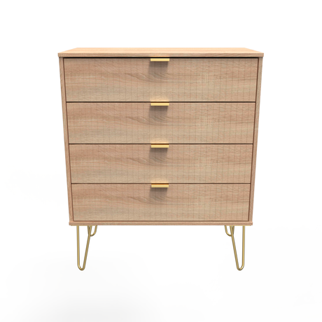 Linear 4 Drawer Chest with Gold Hairpin Legs